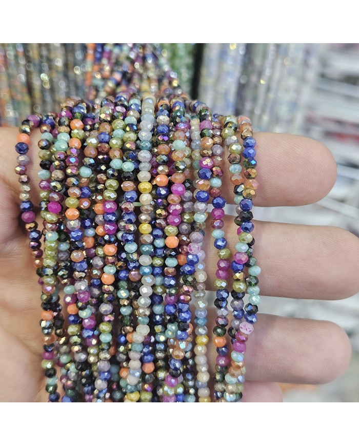 3mm İpe Dizili Kaplamalı Mix Kristal Boncuk Renk Kodu TMLS - 1 Dizi