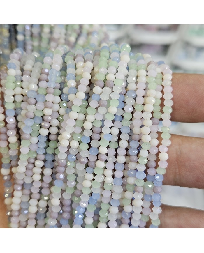 3mm İpe Dizili Kaplamalı Mix Kristal Boncuk Renk Kodu SPMB - 1 Dizi