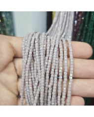 3mm İpe Dizili Küp Kristal Boncuk Metalik Kaplama Janjanlı Kızıl Kırmızı - 1 Dizi
