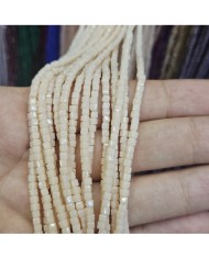 3mm İpe Dizili Küp Kristal Boncuk Şeffaf Fuşya Mor - 1 Dizi