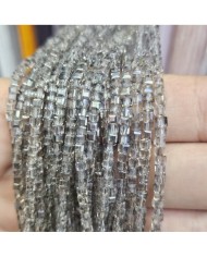 3mm İpe Dizili Küp Kristal Boncuk Mat Opak Lila - 1 Dizi