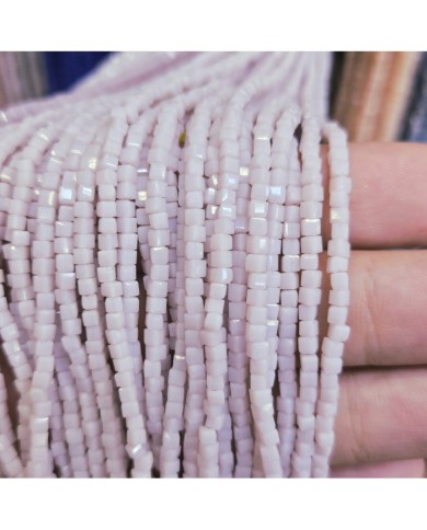 3mm İpe Dizili Küp Kristal Boncuk Mat Pudra - 1 Dizi