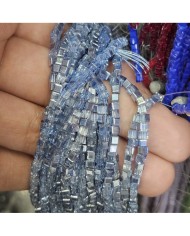 3mm İpe Dizili Küp Kristal Boncuk Mat Pudra - 1 Dizi