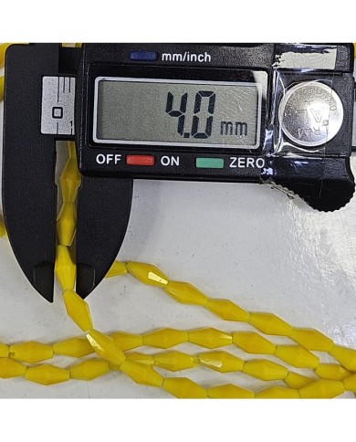 4mm İpe Dizili Arpa Mekik Kristal Boncuk Şeffaf Janjanlı Yeşil - 1 Dizi