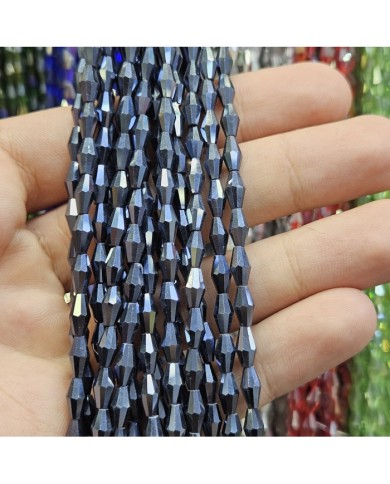 4mm İpe Dizili Arpa Mekik Kristal Boncuk Şeffaf Janjanlı Füme - 1 Dizi
