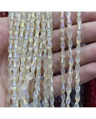 4mm İpe Dizili Arpa Mekik Kristal Boncuk Mat Beyaz - 1 Dizi