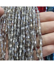 4mm İpe Dizili Arpa Mekik Kristal Boncuk Şeffaf Bordo - 1 Dizi