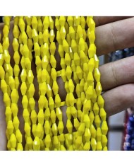 4mm İpe Dizili Arpa Mekik Kristal Boncuk Mat Parlak Sarı - 1 Dizi