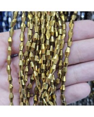 4mm İpe Dizili Arpa Mekik Kristal Boncuk Metalik Kaplama Mor - 1 Dizi