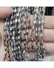4mm İpe Dizili Arpa Mekik Kristal Boncuk Metalik Kaplama Mor - 1 Dizi