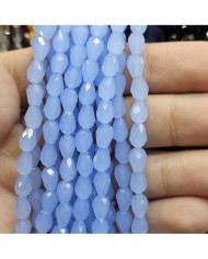 6mm İpe Dizili Damla Kristal Boncuk Şeffaf Janjanlı Mor - 1 Dizi