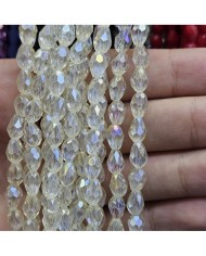 6mm İpe Dizili Damla Kristal Boncuk Mat Siyah - 1 Dizi