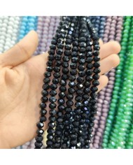 8mm İpe Dizili Kristal Boncuk Mat Siyah - 10 Dizi