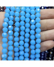 5 Adet İpe Dizili Kristal Boncuk - Mat Mavi - 8mm