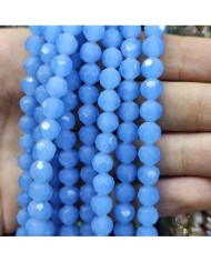5 Adet İpe Dizili Kristal Boncuk - Mat Bebe Mavi - 8mm