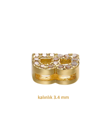 Altın Renk Taşlı Harf - Y Harfi -2 Adet