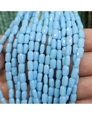 4x7mm İpe Dizili Petekli Elips Kristal Boncuk Mat Opak Mavi - 1 Dizi