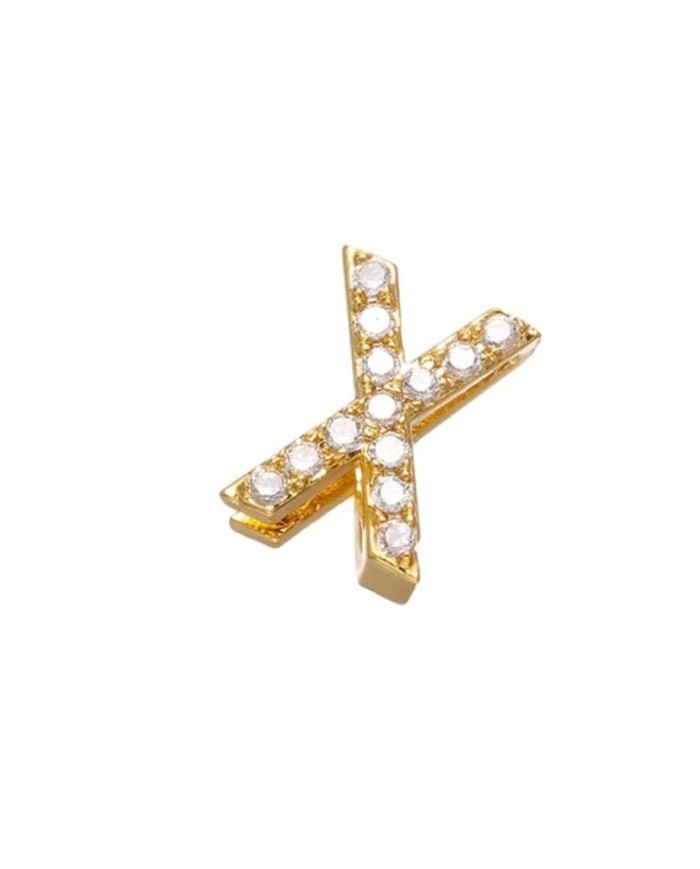 Altın Renk Taşlı Harf - X Harfi -2 Adet