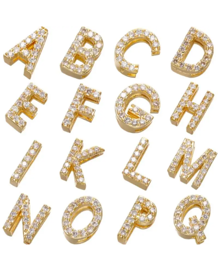 Altın Renk Taşlı Harf - O Harfi -2 Adet