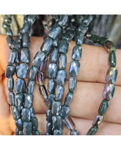 4x7mm İpe Dizili Petekli Elips Kristal Boncuk Metalik Kaplama Antrasit - 1 Dizi