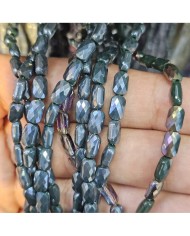 4x7mm İpe Dizili Petekli Elips Kristal Boncuk Metalik Kaplama Antrasit - 1 Dizi