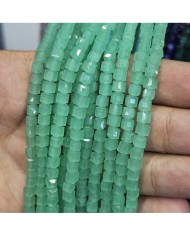4mm İpe Dizili Küp Kristal Boncuk Mat Nane Yeşil - 1 Dizi