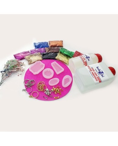 Reçine Epoksi Seti - Anahtarlık Kalıpları (750ml reçine) - E15.A3.A11.E12.417 Sim Rengi Kahverengi