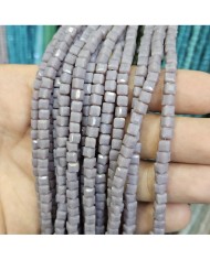 4mm İpe Dizili Küp Kristal Boncuk Mat Gri - 1 Dizi