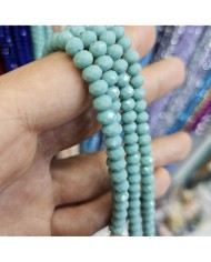6mm İpe Dizili Kristal Boncuk Mat Açık İndigo - 10 Dizi