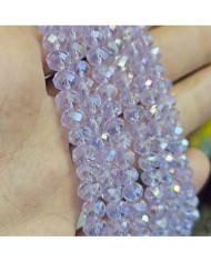 6mm İpe Dizili Kristal Boncuk Şeffaf Janjanlı Lila - 10 Dizi