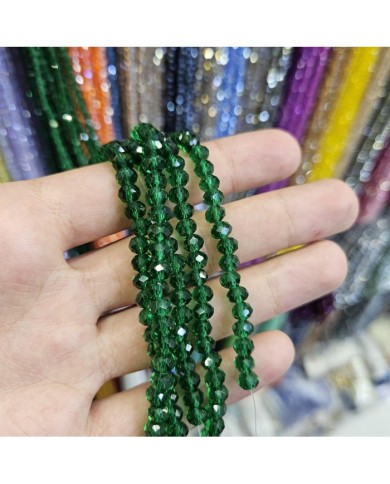 6mm İpe Dizili Kristal Boncuk Şeffaf Hürrem Yeşili - 10 Dizi