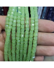 4mm İpe Dizili Küp Kristal Boncuk Mat Buzlu Yeşil - 1 Dizi