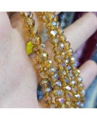6mm İpe Dizili Kristal Boncuk Şeffaf Janjanlı Koyu Bal - 10 Dizi