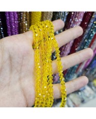 6mm İpe Dizili Kristal Boncuk Şeffaf Limon Sarısı - 10 Dizi