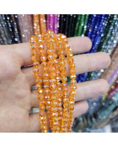 6mm İpe Dizili Kristal Boncuk Şeffaf Janjan Portakal - 10 Dizi