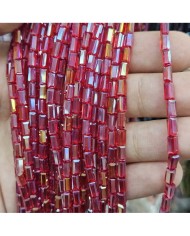 6mm İpe Dizili Baget Kristal Boncuk Şeffaf Janjanlı Parlak Kırmızı - 1 Dizi