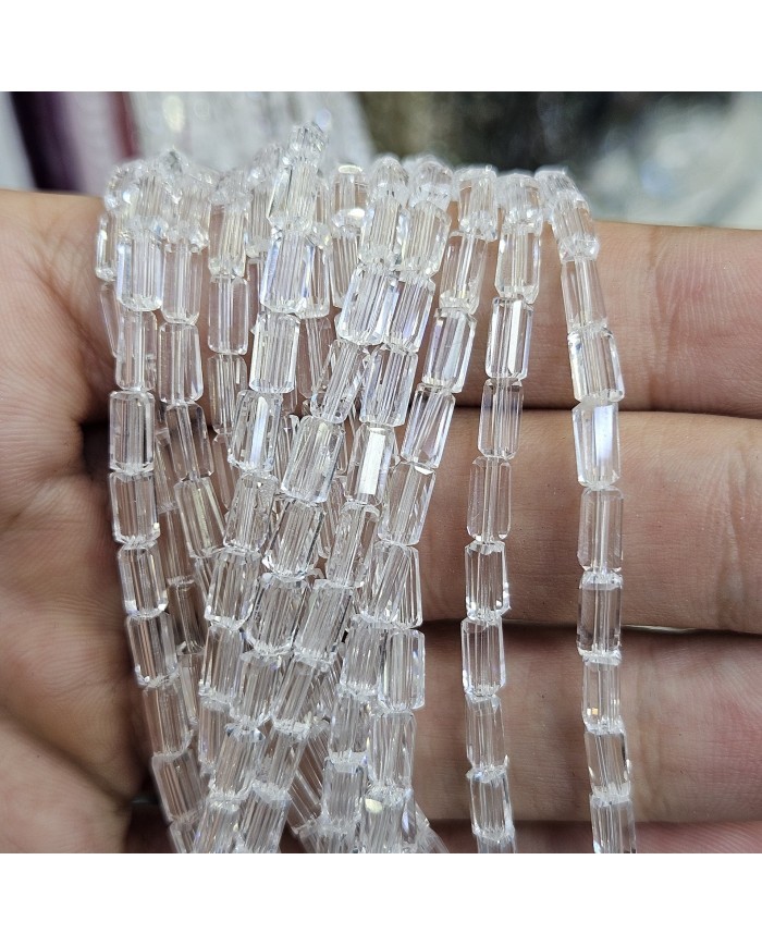 6mm İpe Dizili Baget Kristal Boncuk Şeffaf - 1 Dizi