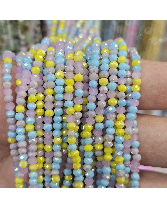 3mm İpe Dizili Kaplamalı Mix Kristal Boncuk  Renk Kodu SMP - 1 Dizi