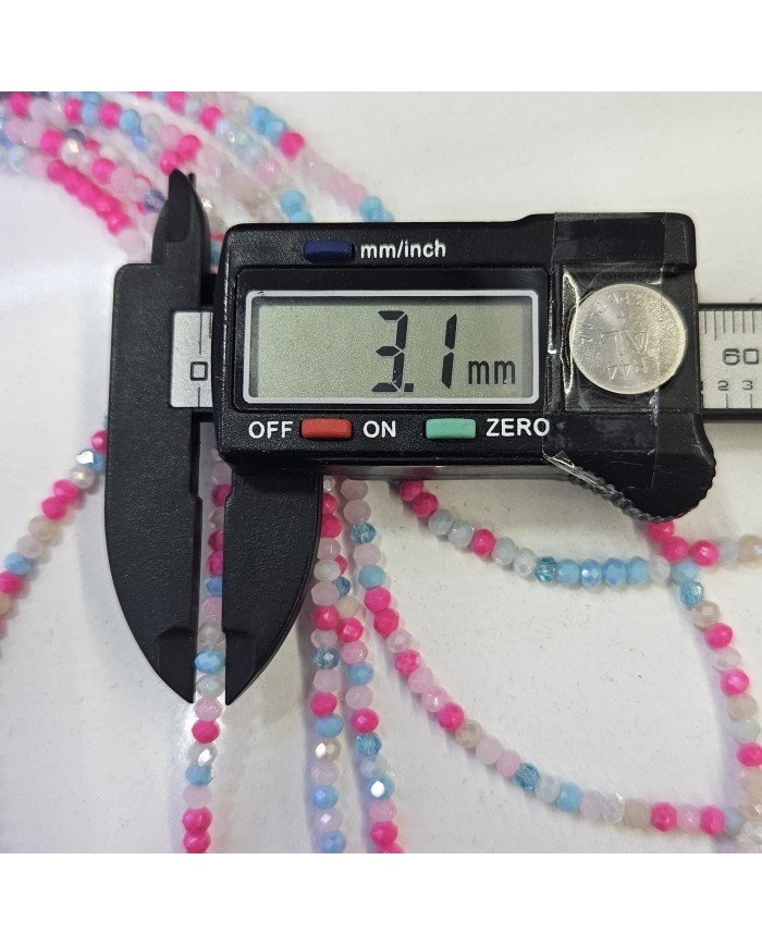 3mm İpe Dizili Kaplamalı Mix Kristal Boncuk  Renk Kodu SMP - 1 Dizi