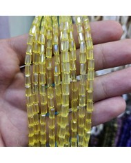 6mm İpe Dizili Baget Kristal Boncuk Şeffaf Sarı - 1 Dizi