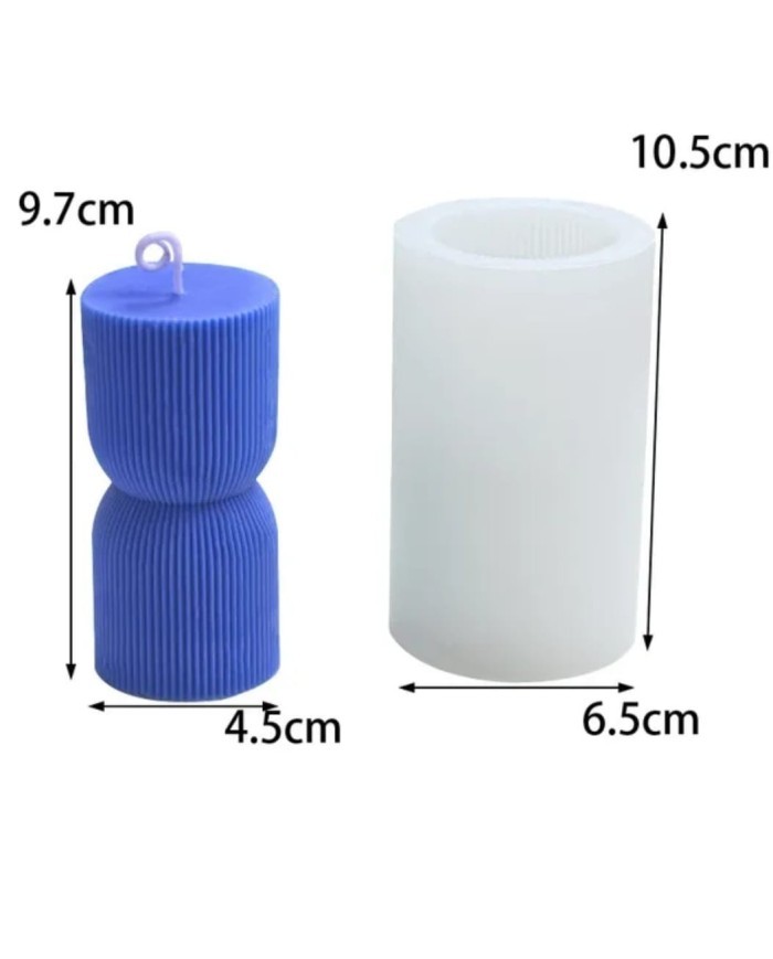 Desenli Küçük Sütun Mum Kalıbı - Hobi Silikon Kalıbı -Kod:529B