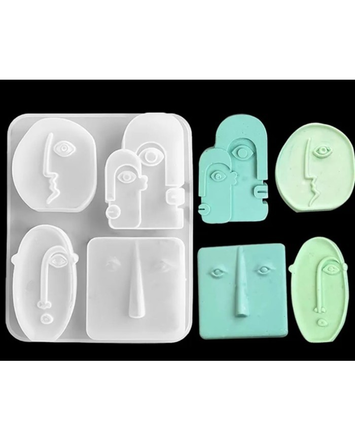 Dörtlü Surat Mum Kalıbı - Hobi Silikon Kalıbı -Kod:488