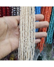 4mm İpe Dizili Kristal Boncuk Mat Krem - 10 Dizi