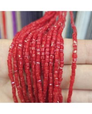 3mm İpe Dizili Küp Kristal Boncuk  Mat Kızıl Mercan - 1 Dizi