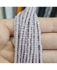 3mm İpe Dizili Küp Kristal Boncuk Mat Pembe Gri - 1 Dizi
