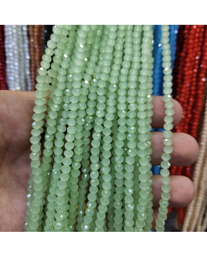 4mm İpe Dizili Kristal Boncuk Mat Yeşil - 10 Dizi