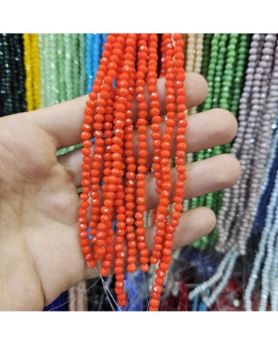 4mm İpe Dizili Kristal Boncuk Mat Kırmızı - 10 Dizi