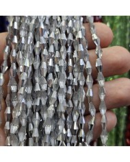 4mm İpe Dizili Arpa Mekik Kristal Boncuk Şeffaf Janjanlı Gri - 1 Dizi