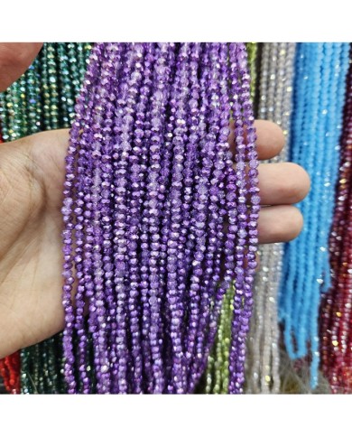 4mm İpe Dizili Kristal Boncuk Mat Aynalı Janjanlı Mor - 10 Dizi