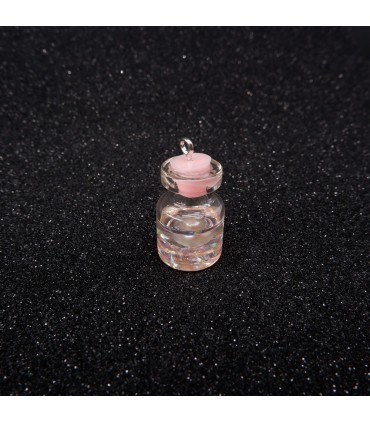 Mantar Tıpalı Şişe Kolye Ucu - Açık Pembe İnci - 3x1 cm